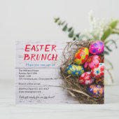 素朴なイースターの朝食 手描きの卵 | 休日 招待状 (スタンド正面)