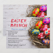 素朴なイースター ブルンチのペイント卵 | 休日 招待状 (正面/裏面)