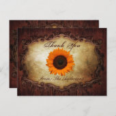 素朴なウェスタンカントリーのひまわりウェディングお礼 ポストカード (正面/裏面)