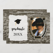 素朴なウェスタンスタイルの卒業発表 招待状 (正面/裏面)