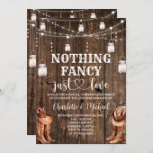素朴なウェスタンスタイルの、贅沢感のない、ただ愛を祝うウェディングスタイル 招待状 (正面/裏面)