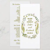 素朴なウッドランドの月桂樹の水彩結婚式プログラム プログラム (正面/裏面)