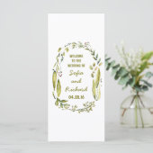 素朴なウッドランドの月桂樹の水彩結婚式プログラム プログラム (スタンド正面)