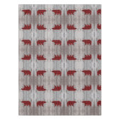 素朴なウッドランドの納木の赤いバッファローのプレイドベア テーブルクロス (正面)