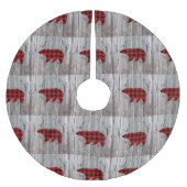 素朴なウッドランドの納木の赤いバッファローのプレイドベア ブラッシュドポリエステルツリースカート (正面)