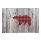 素朴なウッドランドの納木の赤いバッファローのプレイドベア 枕カバー (正面右)