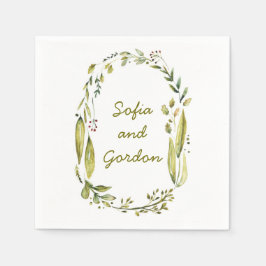 素朴なウッドランドウォーター結婚カラーの月桂樹 スタンダードカクテルナプキン