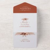 素朴なエレガントなテラコッタパンパスグラス ウェディング オールインワン招待状 (外側)