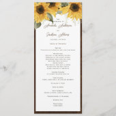 素朴なエレガントひまわり、田舎結婚式 プログラム (正面)