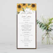 素朴なエレガントひまわり、田舎結婚式 プログラム (スタンド正面)
