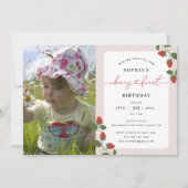 素朴なエレガントガールのビー玉ファーストバースデー 招待状 (正面)