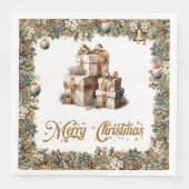 素朴なエレガントクリスマスホリーと金ゴールドプレゼント (正面)