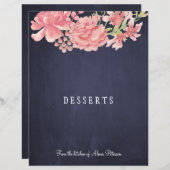 素朴なエレガントピンクのフローラネイビー料理本の分周器 (正面/裏面)