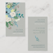 素朴なエレガントフローラセージ緑の名刺 名刺 (正面/裏面)