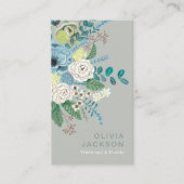 素朴なエレガントフローラセージ緑の名刺 名刺 (正面)