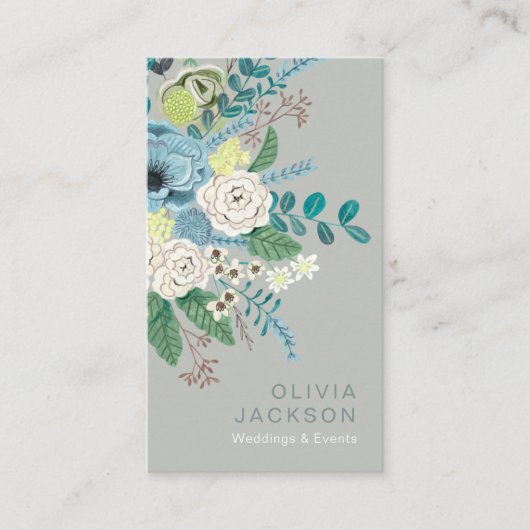 素朴なエレガントフローラセージ緑の名刺 名刺 (正面)