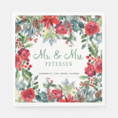 素朴なエレガントフローラモダンクリスマス結婚の スタンダードランチョンナプキン (正面)