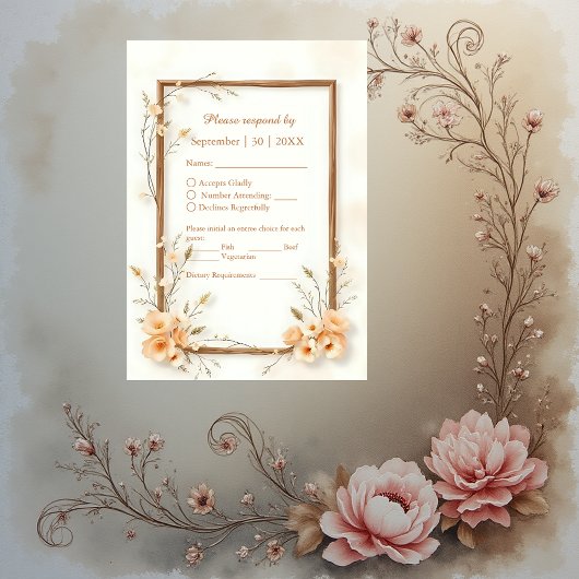 素朴なエレガントフローラ中立 出欠カード