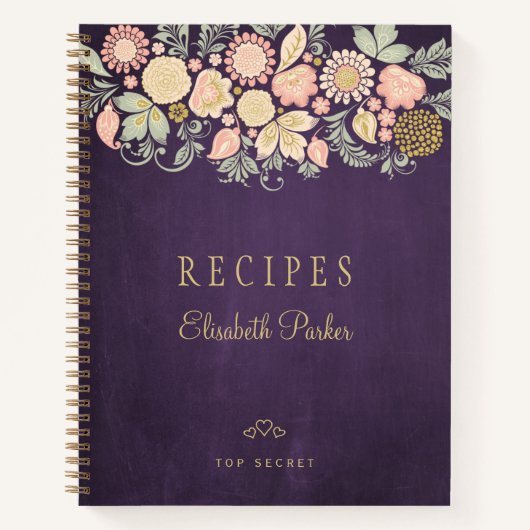 素朴なエレガントフローラ料理本レシピ雑誌 ノートブック (正面)