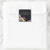 素朴なエレガントヴィンテージ植物質の黒板フローラ スクエアシール (バッグ)