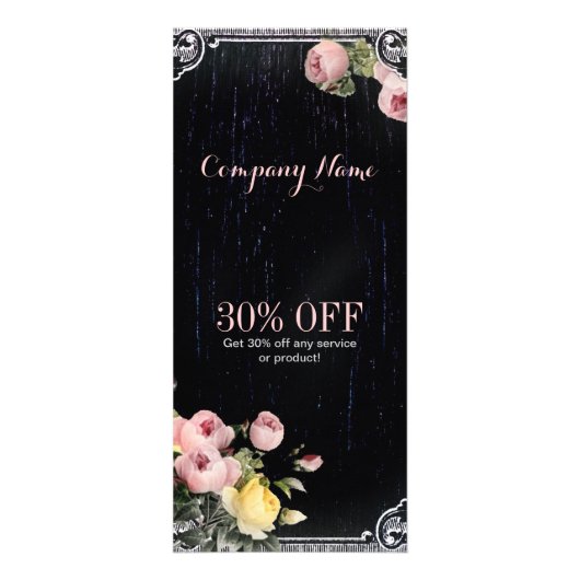 素朴なエレガントヴィンテージ植物質の黒板フローラ ラックカード (正面)