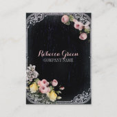 素朴なエレガントヴィンテージ植物質の黒板フローラ 名刺 (正面)
