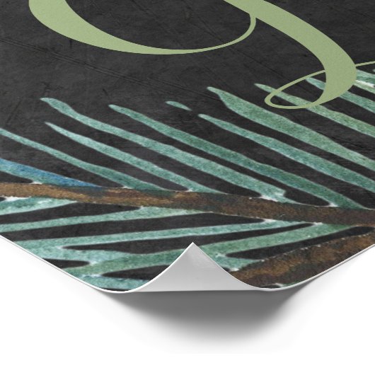 素朴なエレガント冬の松のカードと結婚看板 ポスター (角)