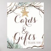 素朴なエレガント冬の松のカードと結婚看板 ポスター (正面)