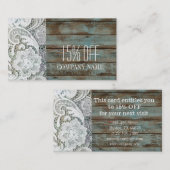 素朴なエレガント白レースのブルーバーンウッド割引 割引カード (正面/裏面)
