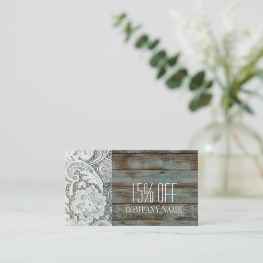 素朴なエレガント白レースのブルーバーンウッド割引 割引カード (スタンド正面)