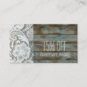 素朴なエレガント白レースのブルーバーンウッド割引 割引カード (正面)