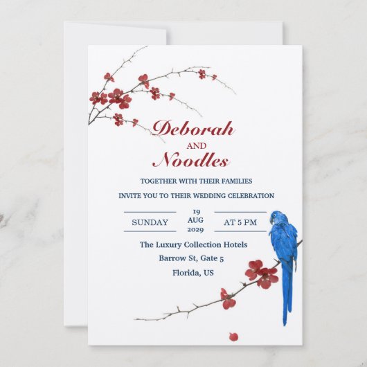 素朴なエレガント鳥ユニーク結婚式招待状 招待状 (正面)