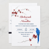 素朴なエレガント鳥ユニーク結婚式招待状 招待状 (正面/裏面)