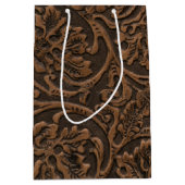 素朴なエンボス革 ミディアムペーパーバッグ (正面)