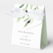 素朴なオリーブの枝結婚式の引き出物箱 フェイバーボックス (正面サイド)