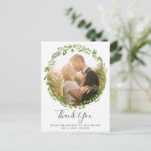 素朴なオリーブの葉のリースの写真 ウェディング サンクス 案内ポストカード (スタンド正面)