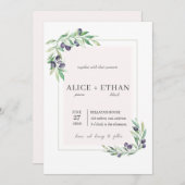 素朴なオリーブ色の水彩画 招待状 (正面/裏面)