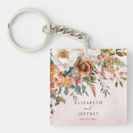 素朴なオレンジの花の秋の結婚式 キーホルダー