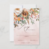 素朴なオレンジの花の秋の結婚式 出欠カード (正面)