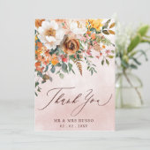 素朴なオレンジの花 秋の結婚式 サンキューカード (スタンド正面)