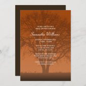 素朴なオレンジオークの木のブライダルシャワー 招待状 (正面/裏面)