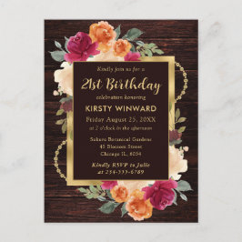 素朴なオレンジ色と赤色の秋の花の誕生日 ポストカード