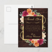 素朴なオレンジ色と赤色の秋の花の誕生日 ポストカード (正面/裏面)