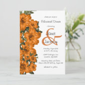 素朴なオレンジ色のユリ - リハーサルディナー 招待状 (スタンド正面)