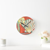 素朴なオレンジ貝殻 ラウンド壁時計 (ホーム)