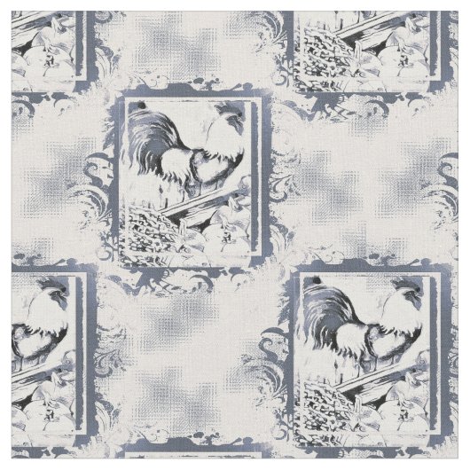 素朴なオンドリの綿織物 ファブリック (クローズアップ)