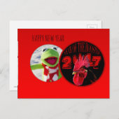 素朴なオンドリ年2017はあなたのイメージを加えます シーズンポストカード (正面/裏面)