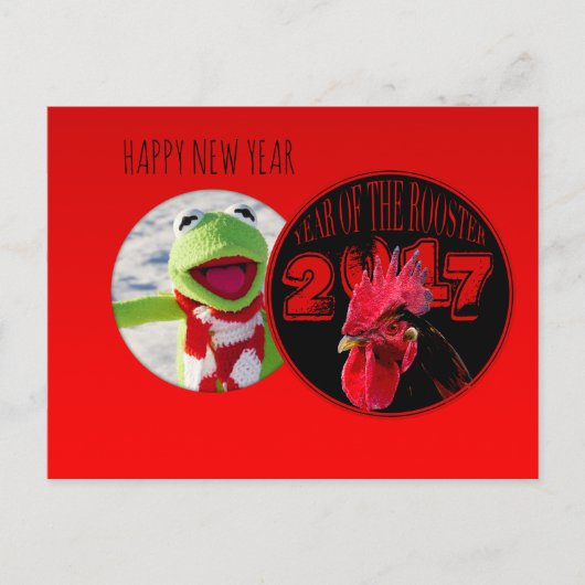 素朴なオンドリ年2017はあなたのイメージを加えます シーズンポストカード (正面)