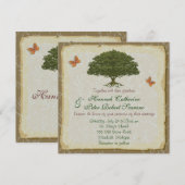 素朴なオークの木のウェディング 招待状 エレガント (正面/裏面)