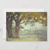 素朴なオークの木のロマンチックなブライダルシャワー 招待状 (正面)
